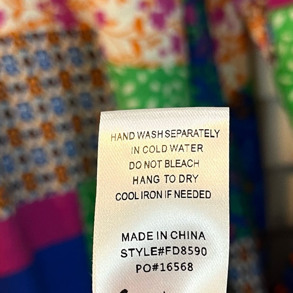 Fate Womens All In Good Time Green Patchwork Mini Dress Sz Small Floral Popover - Picture 9 of 14